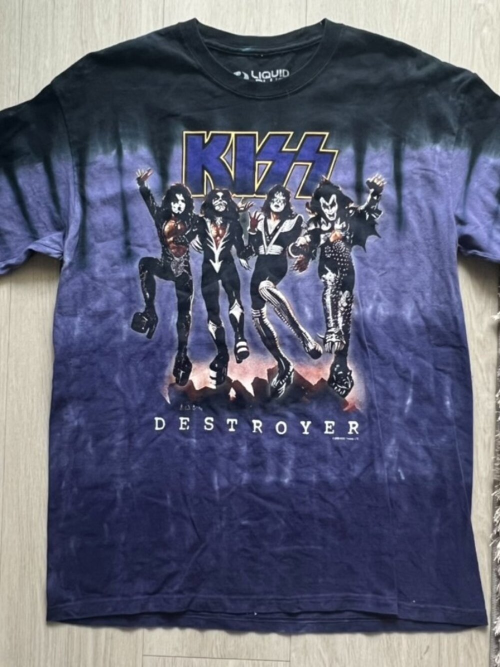 KISS DESTROYER LIQUID BLUE TIE DYE 2005 T-SHIRT MENS SIZE LARGE